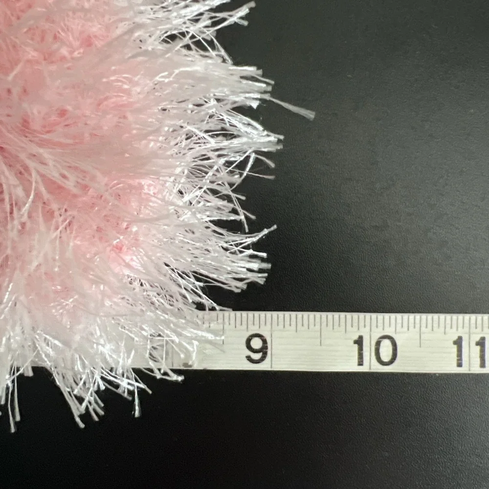 VTG Y2K Fuzzy Fluffy Eyelash Knit Scarf Light Pink Fairy Coquette Princess Long